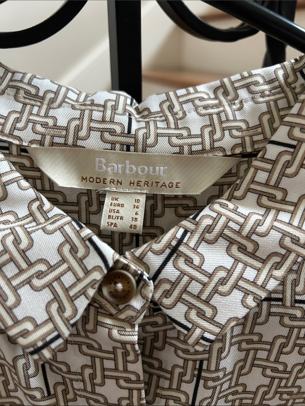 Barbour Modern Heritage Beige Geometric Button-Up Shirt